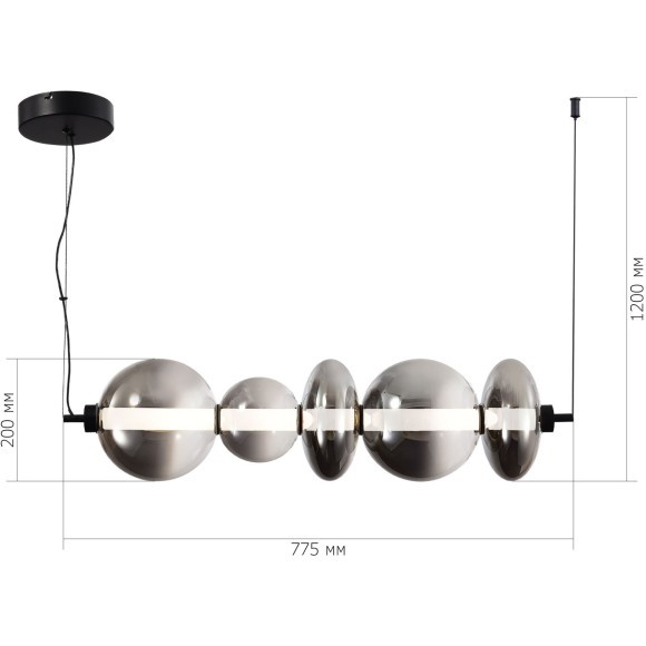 SL6119.413.40 Светильник подвесной ST-Luce Черный/Дымчато-Серый LED 1*40W 3000K PERLINA SL6119.413.40 Светильник подвесной ST-Luce Черный/Дымчато-Серый LED 1*40W 3000K PERLINA