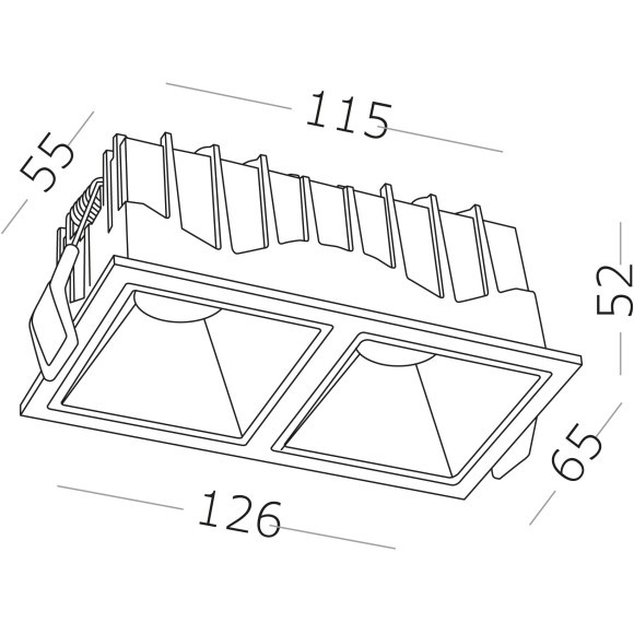 ST757.438.20 Св-к встр. Белый LED 2*10W 60° IP20 L65xW126xH52 85-265V В комплекте Встраиваемые светильники