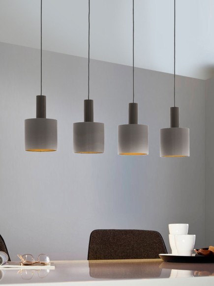 97685 EGLO CONCESSA 1 Потолочная люстра с 4 лампами E27, 240Вт, скандинавский стиль, золотой тканевый плафон, коричневая арматура