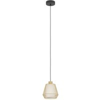 900896 Подвес CIUDADELA, 1X40W(Е27), H1100, Ø180, сталь, черный/сталь, текстиль, матово-латунный, белый