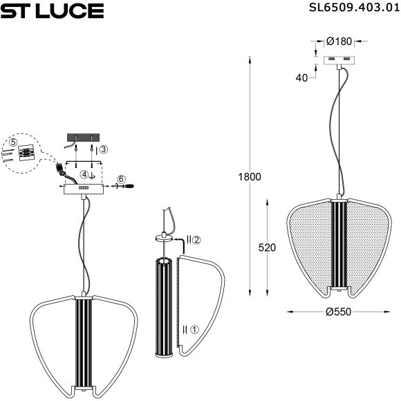 SL6509.403.01 Светильник подвесной ST-Luce Черный/Прозрачный LED 1*45W 4000K FESALE