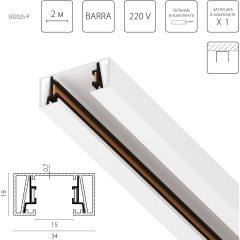 Трек 2-контактный без стыковочного паза, 2м Barra Lightstar 502025-P Трек 2-контактный без стыковочного паза, 2м Barra Lightstar 502025-P