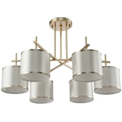 SERGIO PL6 GOLD 2901/306 Crystal Lux Золотая люстра с бежевыми плафонами, 6 x E14 до 60 Вт, Ø770 мм, H490 мм, IP20, 220 В