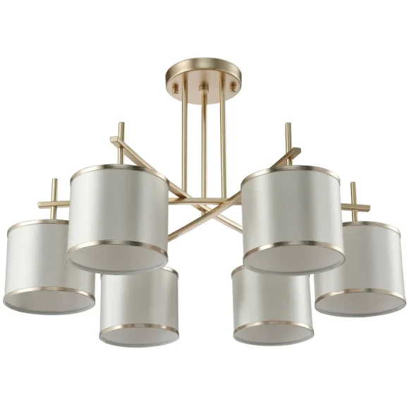 SERGIO PL6 GOLD 2901/306 Crystal Lux Золотая люстра с бежевыми плафонами, 6 x E14 до 60 Вт, Ø770 мм, H490 мм, IP20, 220 В