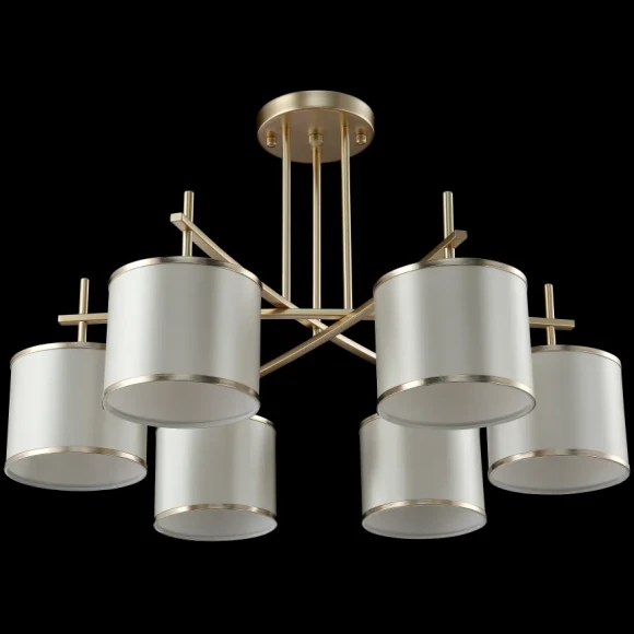 SERGIO PL6 GOLD 2901/306 Crystal Lux Золотая люстра с бежевыми плафонами, 6 x E14 до 60 Вт, Ø770 мм, H490 мм, IP20, 220 В