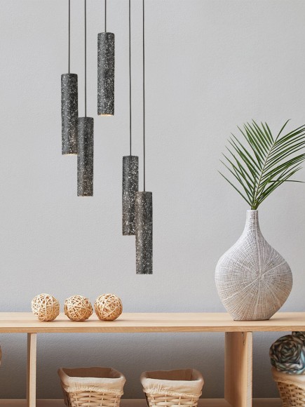 39823 MENTALONA Подвесной светильник с 5 лампами GU10, 22.5Вт, пластик/металл, белый/графитовый