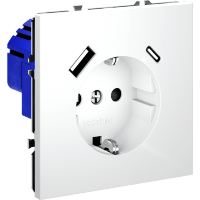 Розетка встраиваемая VOLTUM S70 с заземлением и защитными шторками, 16А, с USB, A+С, (белый матовый)