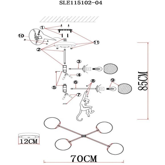 SLE115102-04 Светильник потолочный Белый/Белый E14 4*60W TENATO SLE115102-04 Светильник потолочный Белый/Белый E14 4*60W TENATO