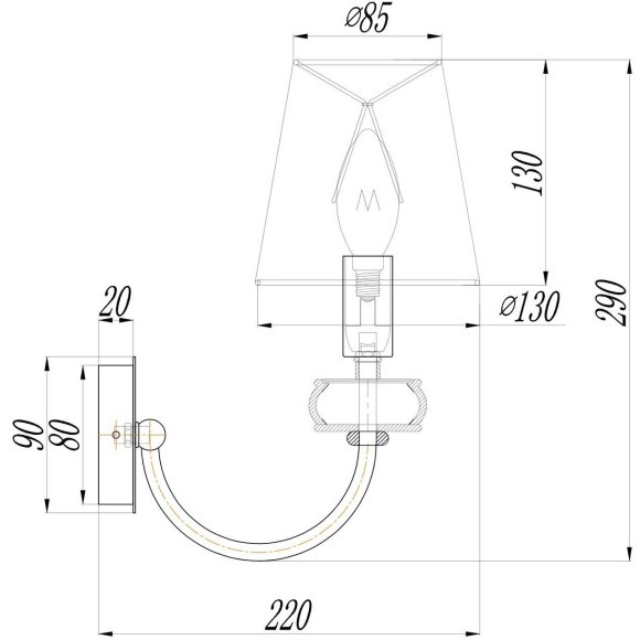 Бра Maytoni ARM006WL-01G ROMA под лампу 1xE14 40W