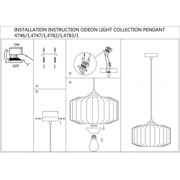 Подвесной светильник с 1 плафоном Odeon Light 4782/1 BINGA под лампу 1xE27 60W