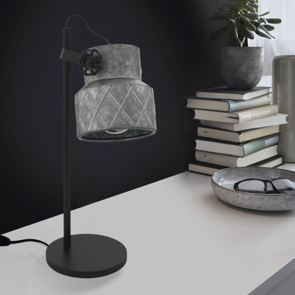 39857 Настольная лампа HIlCOTT, 1х40W (E27), L265, B160, H480, основа?170, сталь, черный/сталь, оцин