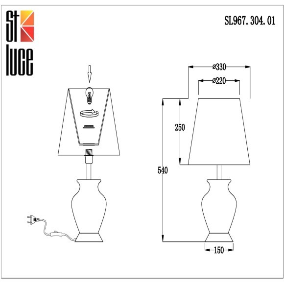 SL967.304.01 Прикроватная лампа ST-Luce Медный/Кофейный E27 1*60W (из 2-х коробок)