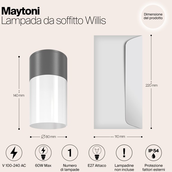 Потолочный светильник Outdoor O418CL-01GR Потолочный светильник Outdoor O418CL-01GR