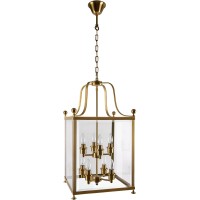 10591/8 AB Loft IT NOBLE подвесной светильник, 8 ламп E14, бронзовое металлическое основание, прозрачный стеклянный плафон, IP20