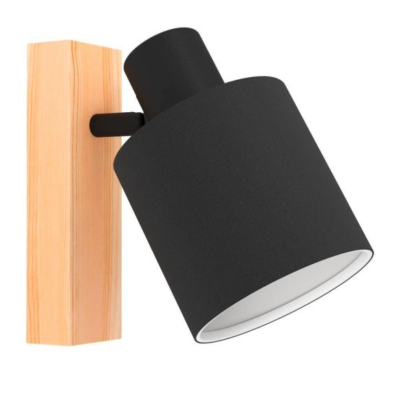 99488 Спот BATALLAS, 1x10W, E27, L100, H170, A205, сталь/текстиль/дерево, черный/белый