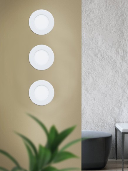 99206 Светодиодный встраиваемый светильник FUEVA 5, 2,7W (LED), ?86, ET26, IP44, 360lm, 4000K, сталь, бел