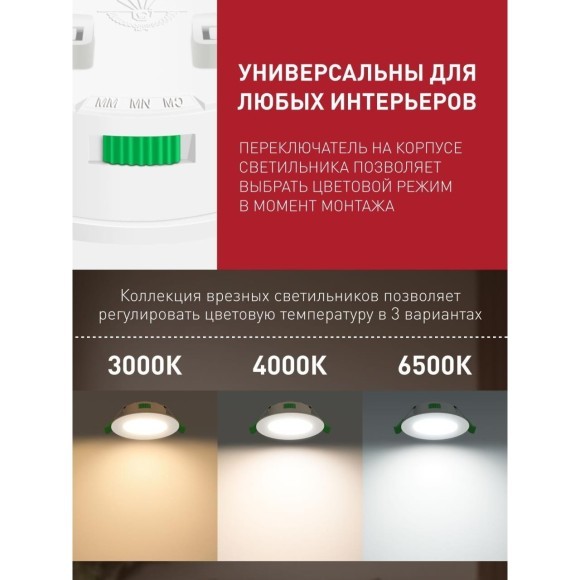 4644-1C, врезной светильник, D86xH30, cutout:D68, LEDx5W, 420LM/460LM/440LM, 3000K/4000K/6500K, IP44, CRI>80, beam angle:120, included