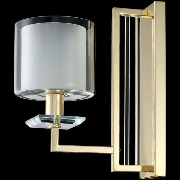 NICOLAS AP1 GOLD/WHITE 3401/401 Crystal Lux Бра золотое с прозрачным и белым стеклянным плафоном, E14 1 × 60 Вт, IP20, 220 В