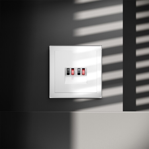 Розетка акустическая встраиваемая VOLTUM S70 4-местная, (белый глянцевый)