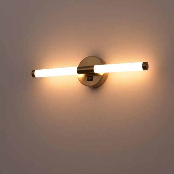 Подсветка для картин Lightstar Noce 201011, LED 9Вт 480Лм CCT переключатель цвет. температуры 3000;4000;6000К, настенный светильник для зеркала, латунь, не поворотный, с выключателем