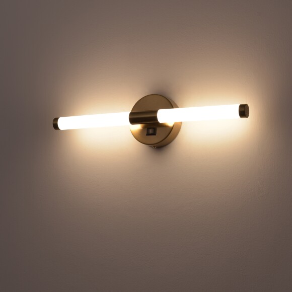 Подсветка для картин Lightstar Noce 201011, LED 9Вт 480Лм CCT переключатель цвет. температуры 3000;4000;6000К, настенный светильник для зеркала, латунь, не поворотный, с выключателем