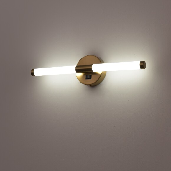 Подсветка для картин Lightstar Noce 201011, LED 9Вт 480Лм CCT переключатель цвет. температуры 3000;4000;6000К, настенный светильник для зеркала, латунь, не поворотный, с выключателем
