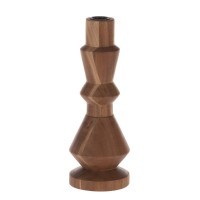 422103 AMBACON Подсвечник на 1 свечу этно дерево сталь коричневый натуральный