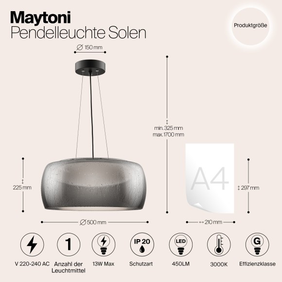 Люстра подвесная Maytoni MOD073PL-L16B3K Solen светодиодная LED 13W