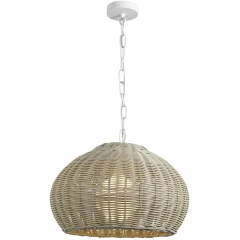 Favourite Wicker 4885-1P Уличный подвесной влагозащищенный светильник с плафоном из светло-коричневого ротанга диаметром 40см, высота плафона 30см, общая высота 176см, лампа Е27 1шт макс 40Вт, IP44, 220В