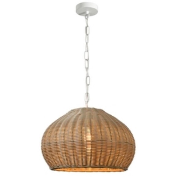 Favourite Wicker 4885-1P Уличный подвесной влагозащищенный светильник с плафоном из светло-коричневого ротанга диаметром 40см, высота плафона 30см, общая высота 176см, лампа Е27 1шт макс 40Вт, IP44, 220В
