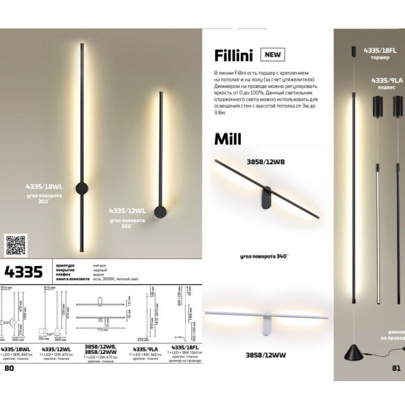 Бра Odeon Light 3858/12WB MILL светодиодная LED 12W