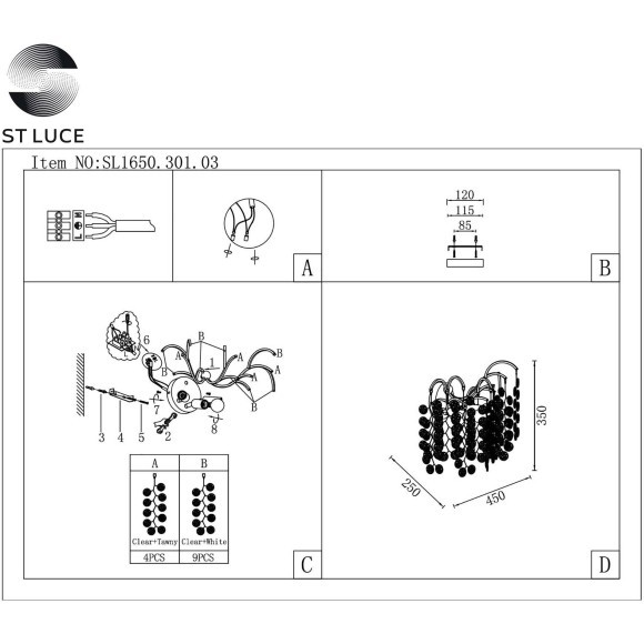 SL1650.301.03 Бра ST-Luce Латунь/Прозрачный, Золотой G9 3*5W RAVELLO SL1650.301.03 Бра ST-Luce Латунь/Прозрачный, Золотой G9 3*5W RAVELLO