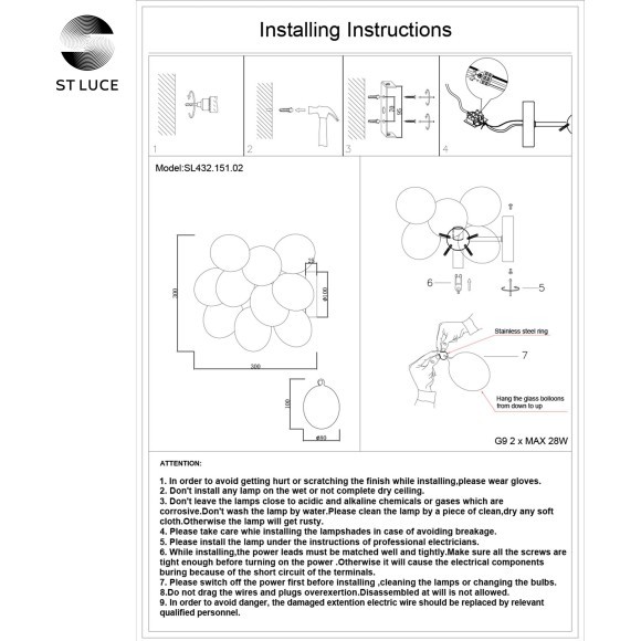 SL432.151.02 Бра ST-Luce Хром/Разноцветный G9 2*5W SOSPIRO
