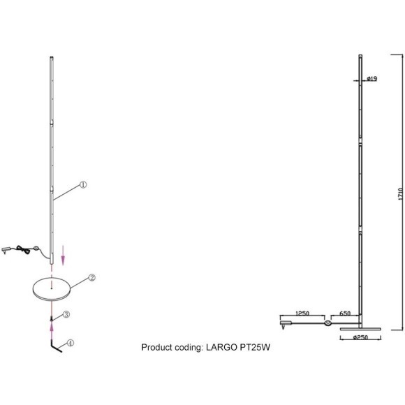 Торшер Crystal Lux LARGO PT25W BLACK Торшер Crystal Lux LARGO PT25W BLACK