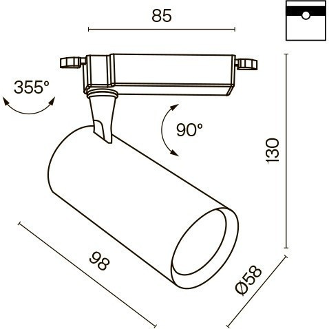 Однофазный двужильный светодиодный трековый светильник Maytoni Unity TR003-1-6W3K-W-W Vuoro 3000К 430Лм CRI90+ 60° 6Вт