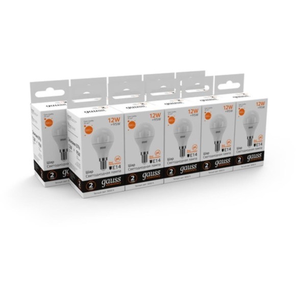53112 Лампа Gauss LED Elementary Шар 12W 880lm E14 3000K 1/10/100