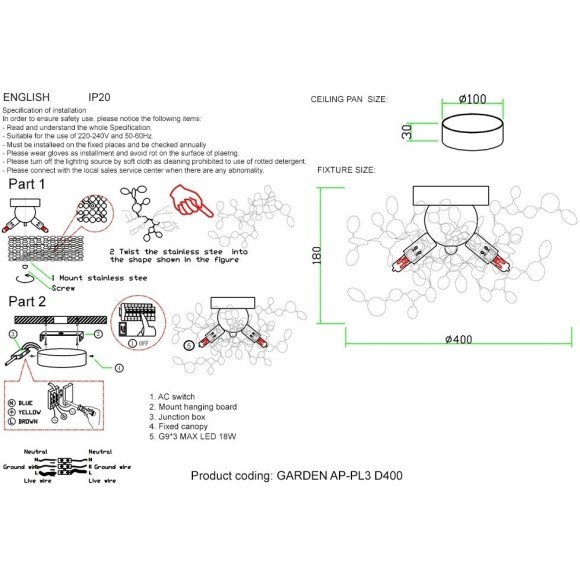 Бра Crystal Lux GARDEN AP-PL3 D400 CHROME Бра Crystal Lux GARDEN AP-PL3 D400 CHROME