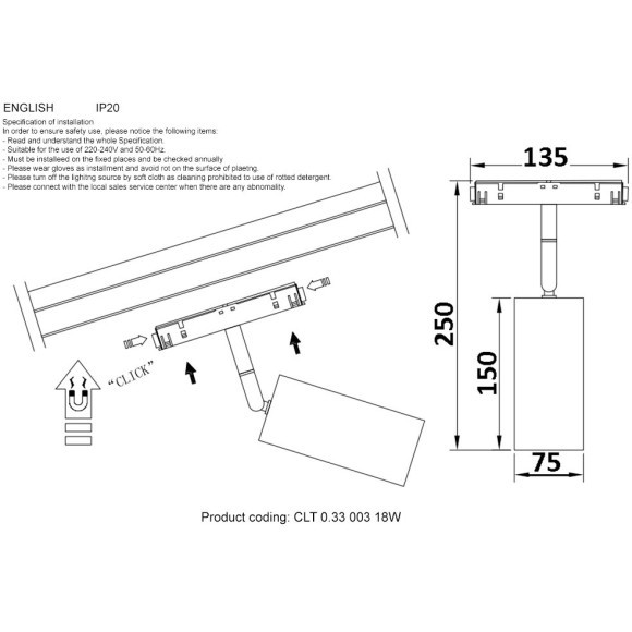 CLT 0.33 003 18W BL 3000K Трековый магнитный светодиодный светильник Crystallux Space 48V CRI90+ 3000К 1500Лм 24° 18W CLT 0.33 003 18W BL 3000K Трековый магнитный светодиодный светильник Crystallux Space 48V CRI90+ 3000К 1500Лм 24° 18W