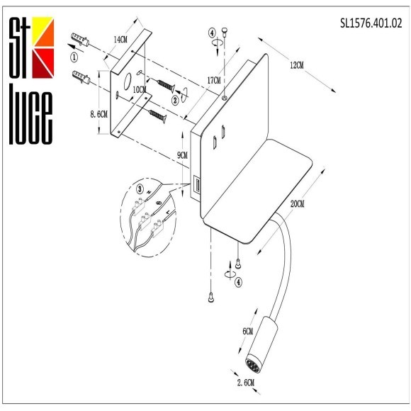 SL1576.401.02 Светильник настенный ST-Luce Черный/Черный LED 2*3W 4000K Настенные светильники