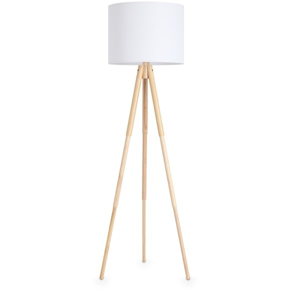 Напольный светильник (торшер) на деревянной треноге с тканевым абажуром под лампу Е27 Freya Tree FR5495FL-01W