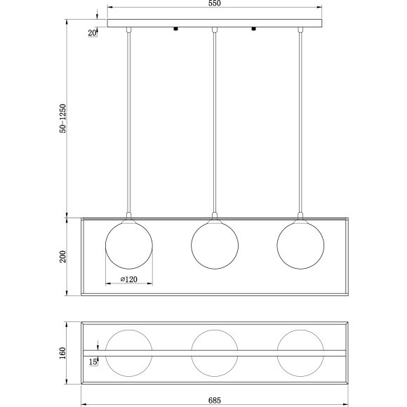 Подвесной светильник с 3 лампами Freya FR5113PL-03G Trinity под лампы 3xG9 25W