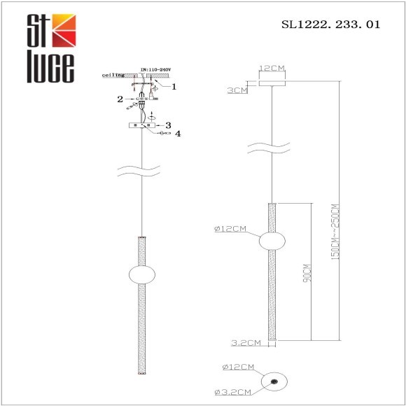 SL1222.233.01 Светильник подвесной ST-Luce Золотистый/Золотистый, Белый LED 1*18W 4000K ANGURRA SL1222.233.01 Светильник подвесной ST-Luce Золотистый/Золотистый, Белый LED 1*18W 4000K ANGURRA