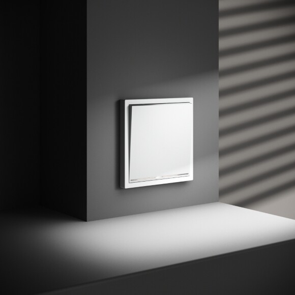 Проходной переключатель встраиваемый VOLTUM S70 одноклавишный с подсветкой 10А, (белый матовый)