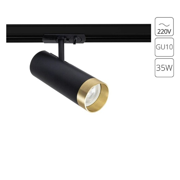 Однофазный двужильный трековый светильник Arte Lamp A2356PL-1BK TOPIC под сменную лампу GU10
