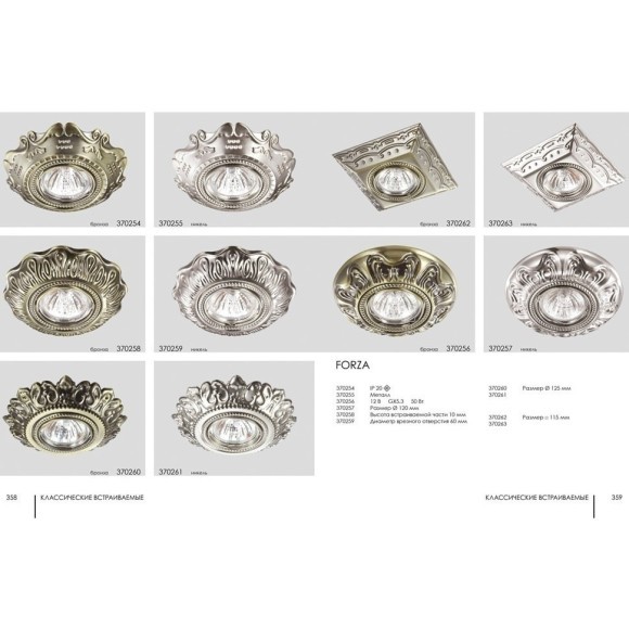 Встраиваемый светильник Novotech 370259 Forza под лампу 1xGU5.3 50W