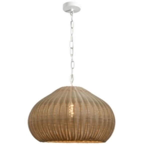 Favourite Wicker 4886-1P Уличный подвесной влагозащищенный светильник из светлого ротанга, диаметр 60см, под сменную лампу Е27, IP44, 220В, габаритные размеры в мм H1880xD600xHm360