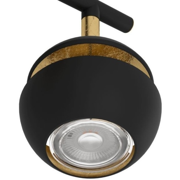 Eglo Nocito 95483 Потолочный LED-спот в стиле модерн, 2xGU10, 220В, в комплекте две лампы по 3,3 Вт, 3000К, CRI80, 2x250 лм, угол 38°, черная сталь и золото, длина 360 мм, ширина 105 мм, высота 165 мм