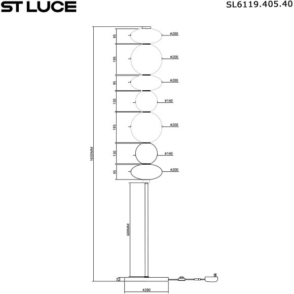 SL6119.405.40 Светильник напольный ST-Luce Черный/Дымчато-Серый LED 1*40W 3000K PERLINA SL6119.405.40 Светильник напольный ST-Luce Черный/Дымчато-Серый LED 1*40W 3000K PERLINA