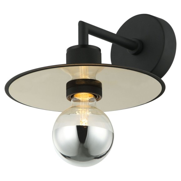 SY1948 Lussole BUTLER черное бра с желтым стеклянным плафоном, E27, 1 x 40 Вт, металл, IP20