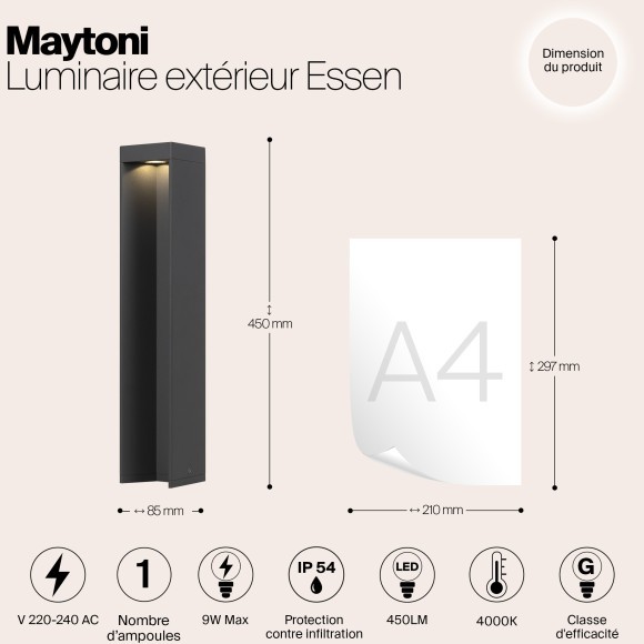 Уличный наземный светильник Maytoni O596FL-L9GR4K Essen IP54 светодиодный LED 9W